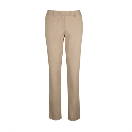 Pantalon droit stretch braguette zipée 56-42 coton-polyester 2% spandex 230 grs-m2 Chino femme NF533 Alexandra