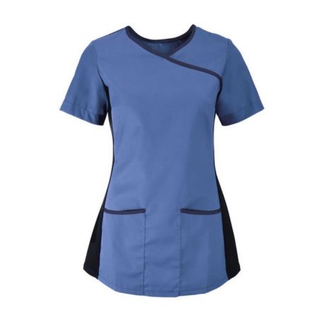 Tunique médicale à flancs extensibles sans ouverture et 2 poches 65-35 polycoton 195 grs-m2 femme NF43A Alexandra