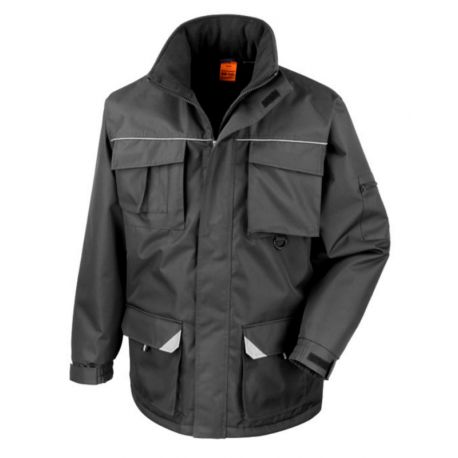 Parka de travail matelassée solide et très chaude multipoches col doux Oxford 320 grs-m2 Sabre unisexe R301X Result