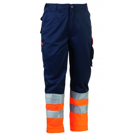 Pantalon de travail haute visibilité multipoches déperlant classe 2 polycoton 280 grs-m2 Olympus unisexe Herock