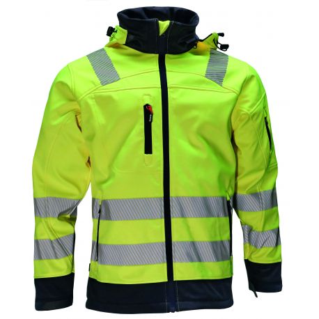 Veste softshell haute visibilité doublée micropolaire capuche classe 2 polyester 310 grs-m2 Gregor unisexe 25MJC1902 Herock