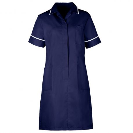 Blouse robe infirmière avec fermeture éclair et pli daisance dans le dos polyester 195grs-m2 femme D312 Alexandra