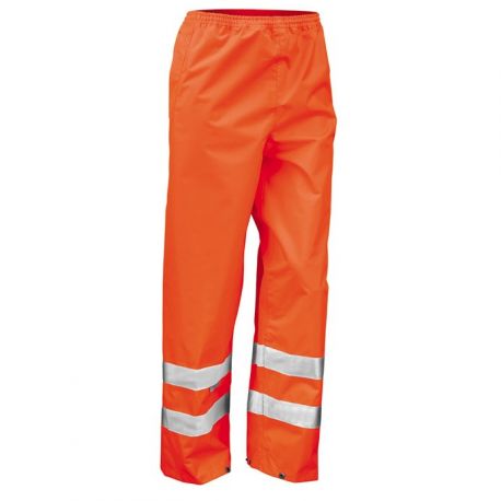 Sur-pantalon haute visibilité de pluie imperméable taille élastiquée classe 1 polyester enduit unisexe R022X Result