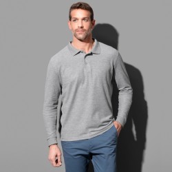 Polo manches longues coton piqué 3 boutons ton sur ton 170 grs-m2 homme Stedman