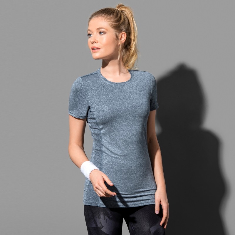 T-shirt de sport femme réfléchissant en polyester recyclé à