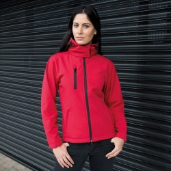 Veste softshell contrastée à capuche amovible 3 couches intérieur micropolaire 320 grs-m2 Tx performance hooded femme Result