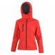 Veste softshell contrastée à capuche amovible 3 couches intérieur micropolaire 320 grs-m2 Tx performance hooded femme Result