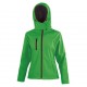 Veste softshell contrastée à capuche amovible 3 couches intérieur micropolaire 320 grs-m2 Tx performance hooded femme Result