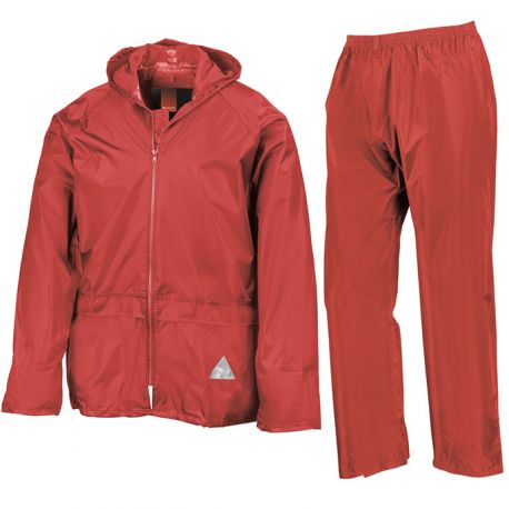 Ensemble pluie veste + pantalon ciré étui polyester 190T enduit unisexe Result