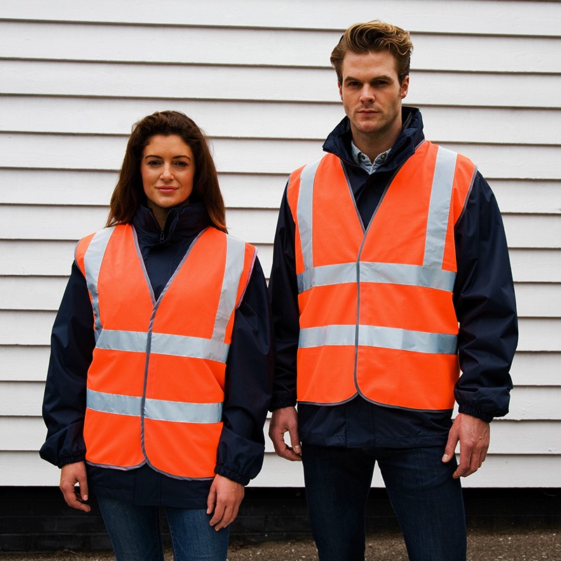 Gilet sans manche de sécurité haute visibilité 4 bandes polyester