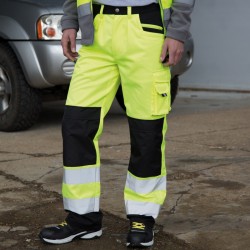 Pantalon haute visibilité classe 2 multipoches genouillères 80-20 polycoton renforcé 280 grs-m2 Cargo unisexe R327X Result