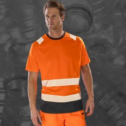 Tee-shirt respirant haute visibilité cl.2 bas et col anti-salissures polyester recyclé 155grs.m2 unisexe Result