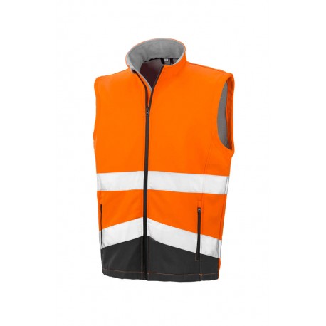 Gilet sans manches Softshell 3 couches haute visibilité cl.2 bas anti-taches polyester recyclé 280grs.m2 unisexe Result