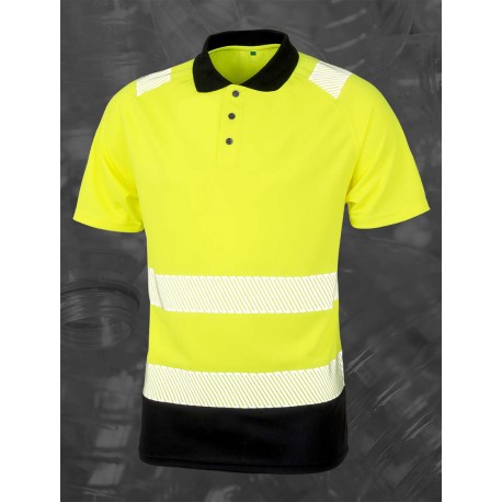 Polo respirant haute visibilité cl.2 bas et col anti-salissures polyester recyclé 155grs.m2 unisexe Result