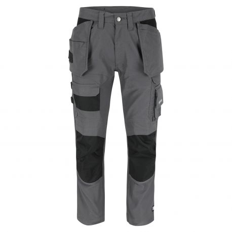 Pantalon travail extensible confortable poches à clous genouillères 50-48 polycoton 2 élasth. 320 grs Herocles unis.Herock