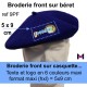 Broderie personnalisée FRONT pour casquettes petit format front (hxl : 5x9) cm maxi, mini 10, tout compris.