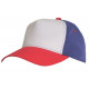 Casquette France bleu blanc rouge 5 panneaux front blanc en coton au toucher doux Tricolore unisexe SOBBR Serie-Graffic