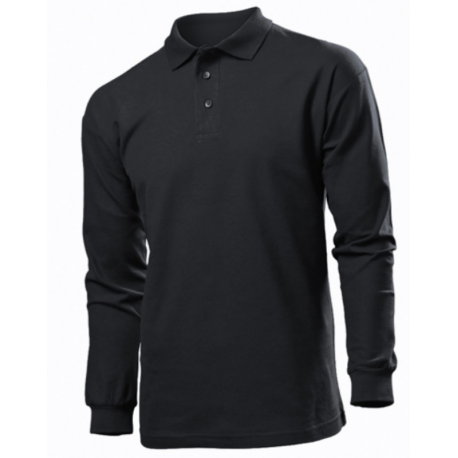 Polo Homme Manches Longues Coton Noir